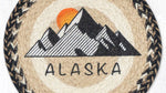 Hand-stenciled Alaska state design round braided jute trivet