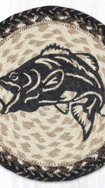 Eco-friendly hand-braided jute trivet with bass silhouette 10x10 inch