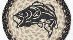 Fishing lodge style braided jute trivet with big mouth bass print