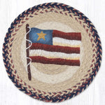 Earth Rugs Primitive Star Flag Round Jute Trivet 10 Inch