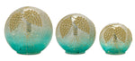 Melrose LED Crackle Glass Gold and Blue Pinecone Orb (Set of 3)