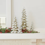 Assorted Flocked Pine Tree Figures – Winter Tabletop Trees – 4pc