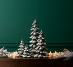 Holiday Flocked Pine Trees – Seasonal Tabletop Decor – 4pc