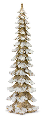 Tall Gold Snow-Flocked Tabletop Christmas Tree – 34.5
