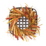 Square fall wreath with wicker frame