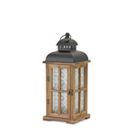 Indoor Rustic Lanterns – Natural Wood Frame – 19.25 inch – Set of 2 – Melrose