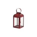 Modern Tabletop Lanterns – Red Metal & Clear Glass – 16 inch – Melrose