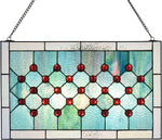 Ocean Gem Tiffany Stained Glass Window Panel – Handcrafted Blue Green Design