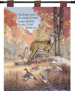 Autumn Wildlife Wall Art – Woven Tapestry with Deer and Birds