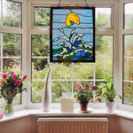 Handcrafted Jumping Angelfish Tiffany Window Panel