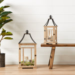Tall Wood Lantern Set – Rustic Construction – 31 Inch Height – For Entryway or Living Room Use – By Melrose