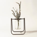 Clear Glass Hanging Vase Set of 2 – Metal Stand – 6.75 Inch Height – For Indoor Decoration – By Melrose
