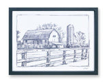 Barn Print Wall Picture Set 12 Inch MDF Paper Black White Farm Design By Melrose
