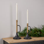 Black & Gold Trumpet Candle Holder Duo – 9.25