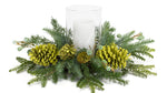 Green Pine Candle Ring with Glass Insert