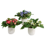 Uttermost Trilogy Primrose Accents Potted in Dimpled White Ceramic Set of 3