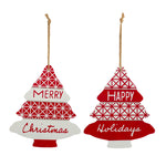 Melrose Wood Sentiment Tree Ornament (Set of 12)