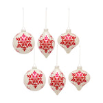 Melrose White and Red Snowflake Ball Ornament (Set of 6)