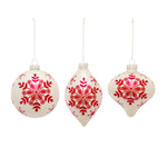 White and Red Snowflake Ball Ornament (Set of 6)