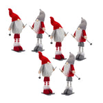 Plush Standing Gnome Skier Figurines – Set of 6 Holiday Accents