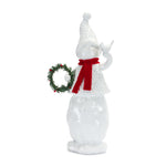 Snowman Figuine with Pine Accent (Set of 2)