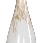 Designer Uttermost Cardoni white glass table lamps with fabric shades