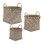 Natural Wicker Home Organizer Baskets with Handles (Set of 3)