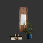 Melrose Rustic Wall Mirror – Brown Wood & Glass Display