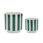 Dolomite striped planter duo green and white 5.75 in height for home plant accents Melrose