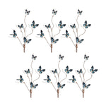 Decorative Blue Butterfly Spray Set of 6 39 inch Height Faux Stems By Melrose