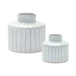 Porcelain Table Vase Set – Washed White Ribbed Finish – 5.25