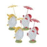 Whimsical Dancing Gnome Figurines – Set of 4 with Umbrellas