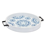 Home Accent Wood Tray Set Blue and White 14.75 Inch Trays for Tabletop Decor By Melrose