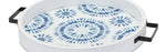 Blue and White Wood Serving Tray Set 14.75 Inch Decorative Trays for Home Use By Melrose