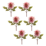 Artificial Dahlia Stem Bundle Pink 16 Inch Floral Stems for Indoor Decor By Melrose