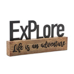 Explore & Welcome Sentiment Sign Set – Faux Wood Resin