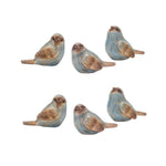 Melrose Rustic Blue Bird Figurine with Wood Grain Design (Set of 6)
