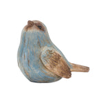 Rustic Blue Bird Figurine with Wood Grain Design (Set of 6)