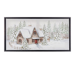 Winter cabin framed canvas wall art 25 x 13