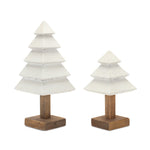 White and Brown Wooden Tree Duo – Holiday Tabletop Décor
