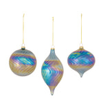 Christmas Iridescent Glass Swirl Ornament Set – Blue Holiday Tree Décor