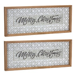 Holiday Wall Decor Merry Christmas Signs – Metal & Wood – Set of 2 – 19.75 x 8 in – Seasonal Accent – By Melrose