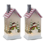 Festive LED House Set – 2 Frosted Glass Houses – 9