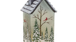 LED Holiday House Set – Painted Trees and Cardinal – 9 in – Set of 2 – By Melrose