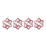 Red Metal Snowflake Ornament Set – Cookie Cutter Design – 10.5 in – Set of 4 – By Melrose