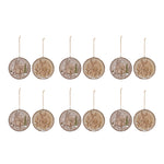 Melrose Wood Deer Tree Disc Ornament (Set of 12)