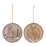Melrose Wood Deer Tree Disc Ornament (Set of 12)