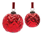 Red Glass Ball Ornament Set – 4 Pieces – Mercury Glass, Rustic Holiday Decor