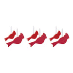 Christmas Tree Bird Ornaments – 6 Glass Cardinals, Red and Brown