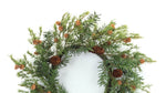 Lifelike Pine Wreath – Green Pine with Brown Accents – 25 in – By Melrose